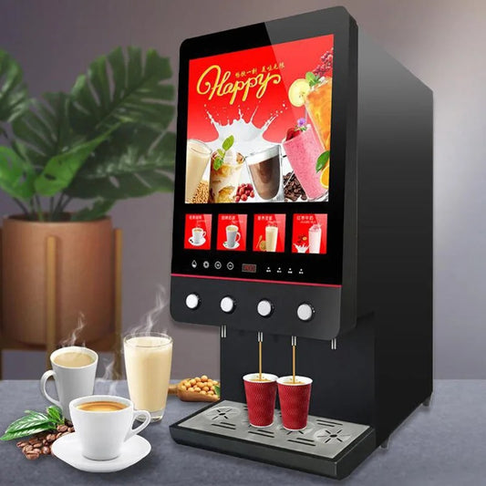 Commercial Electric 4-Flavor Hot Coffee Machine Instant Milk Tea Drink Maker Machine Four Flavors 110V 220V