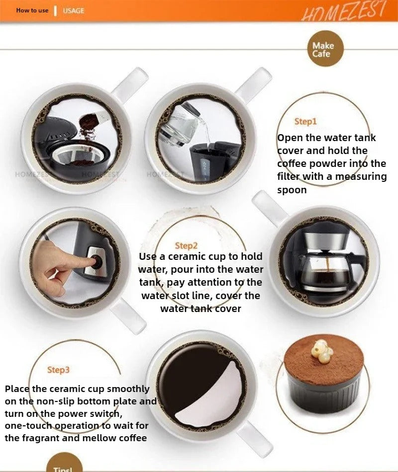 300W Small Household Palm Coffee Machine Office Freshly Ground Coffee Tea Maker Drip Type 220V-240V