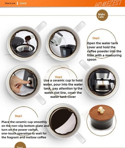 300W Small Household Palm Coffee Machine Office Freshly Ground Coffee Tea Maker Drip Type 220V-240V