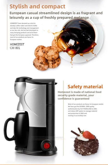 300W Small Household Palm Coffee Machine Office Freshly Ground Coffee Tea Maker Drip Type 220V-240V